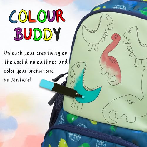 Image of F Gear Colour Buddy 12L Kids Backpack, Kids Can Colour On The Bag, 1 Compartment & 2 Pockets; Lightweight, Durable & Fun Backpack for School & Travel | Comfortable & Stylish Bag