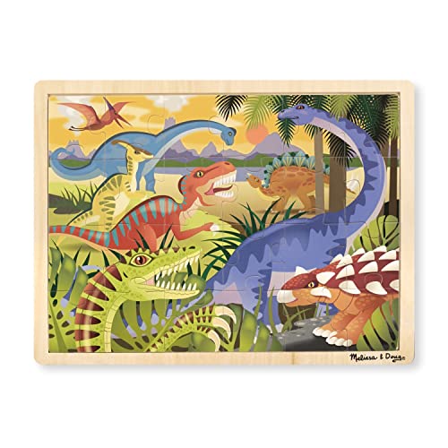 Melissa & Doug Dinosaurs Wooden Jigsaw Puzzle with Storage Tray (24 pcs)