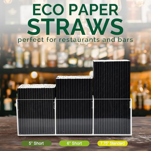 Pitillos desechables de papel negro 6 pulgadas, 500 unidades miniatura 6