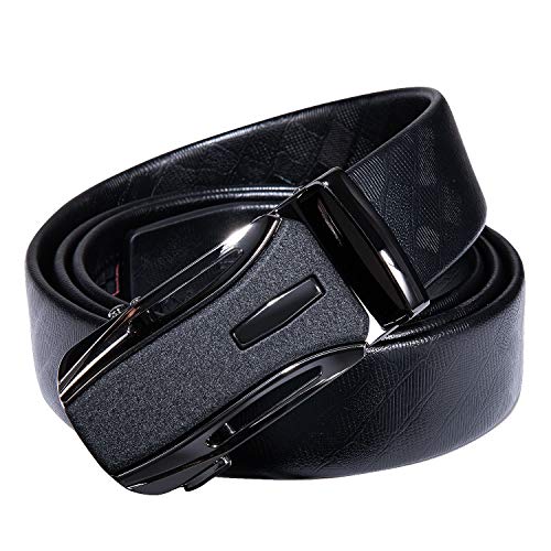 Image of Dubulle Designer Men's Belts, Ratchet Leather Sliding Buckle Dress Belt | 1 3 /8 inch(3.5cm) Genuine Leather Adjustable Strap, Automatic Ratcheting Buckles, Gift‑Boxed, Trim to Fit, for Business Casual
