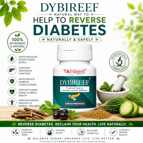 Image of Dybireef capsules | Ayurvedic Sugar Control Capsules with Gurmar, Methi & Karela Extract | Natural Blood Sugar Support & Glucose Management Supplement | enriched with Vijaysar & Jambu Beej extract - 60 Capsules