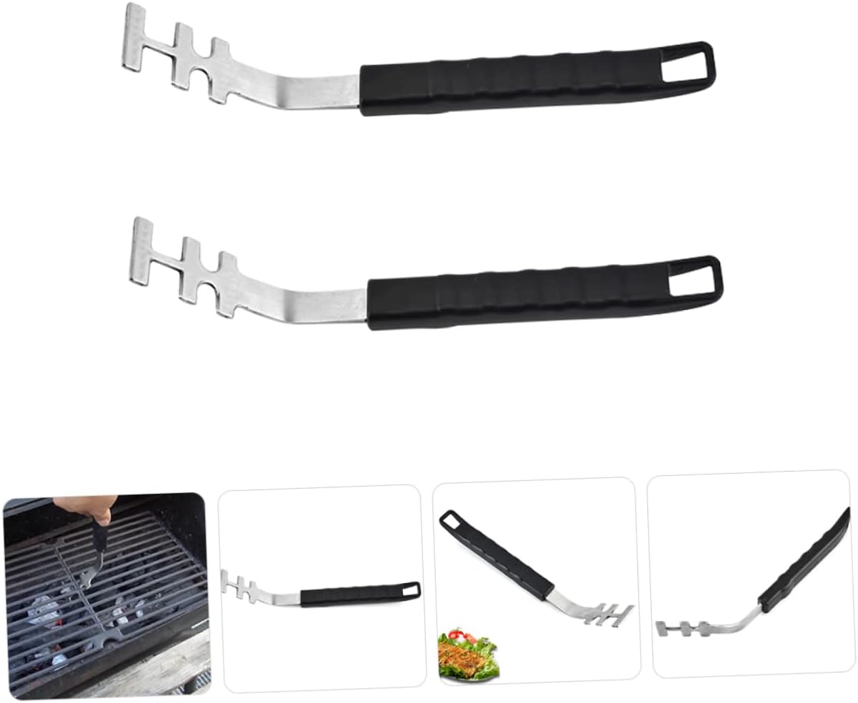 2pcs Stainless Steel Grill Lifter with Plastic Handle for Hot Rack