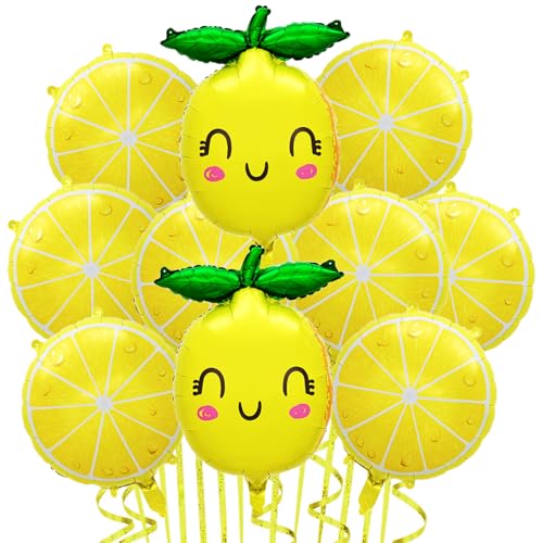 10Pcs Lemon Balloons Lemon Party Balloons Summer Fruit Lemon Foil Balloons for Lemon Party Decorations Summer Lemonade Bridal Shower Wedding Baby Shower Lemon Birthday Party Decorations