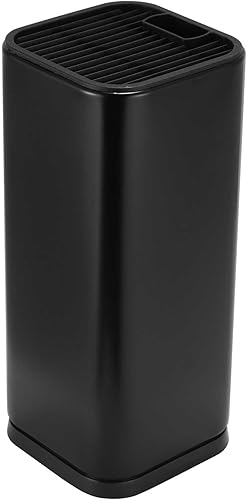 Soporte universal de acero inoxidable para cuchillos Diseño de encimera que ahorra espacio con ranura para tijeras, se adapta a cuchillos de hasta