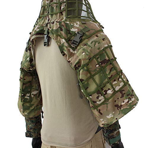 ROCOTACTICAL Sniper Ghillie Suit Foundation, Ripstop, Ghillie Viper Hood, Camouflage Sniper Coat (CP Multicam) - Thumbnail 3