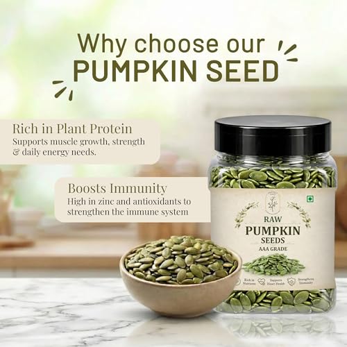 Image of Organic Assets AAA Pumpkin Seeds 1kg (500g x2) | 100% Natural, Raw & Unroasted | High Protein, Fiber & Magnesium Rich | Healthy Snack for Daily Nutrition, Immunity & Heart Health