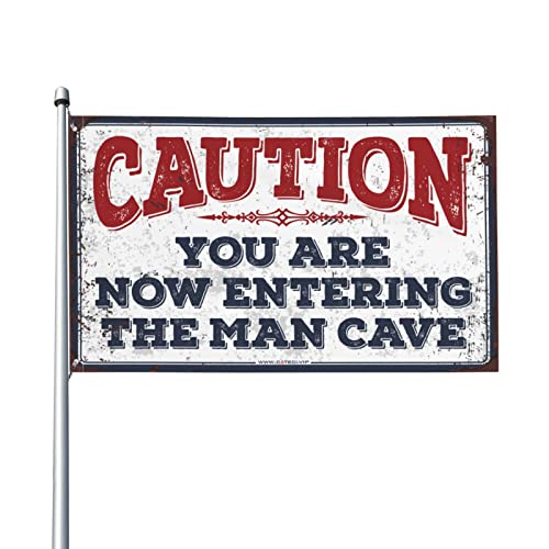 Man Cave Rules Caution!You Are Now Entering The Man Cave Flag Funny Home Decor �j�̎q�����̑���(60X90CM)