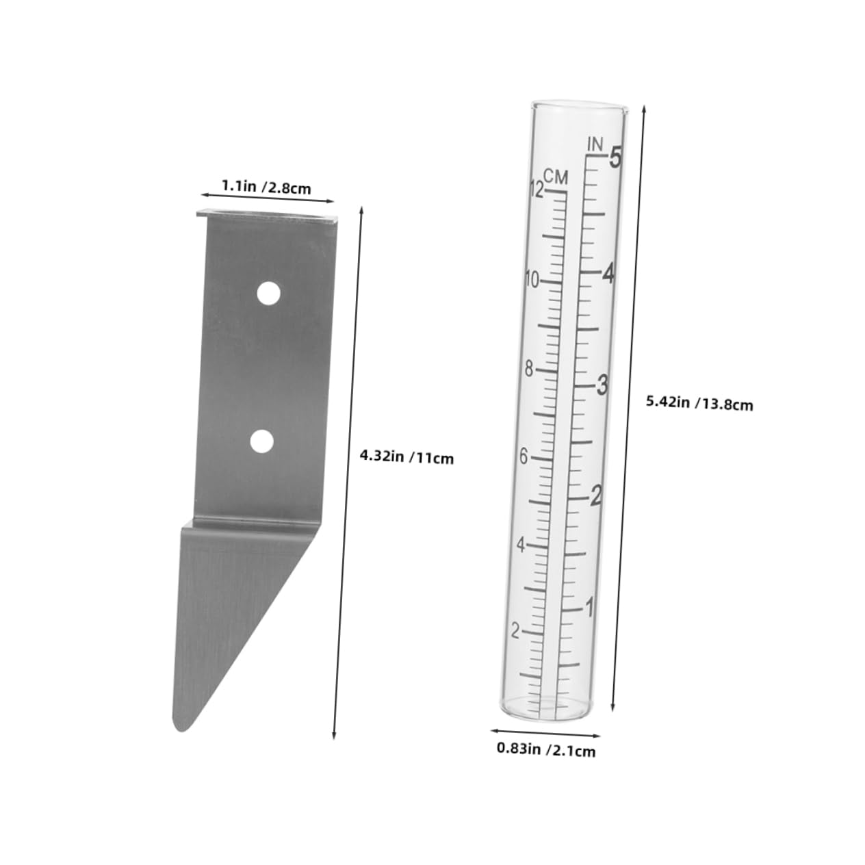 Sosoport 2Pcs Rain Gauge with Stainless Steel Holder for Deck and Garden Water with Clear Scale for Accurate Rain Measurement Durable Outdoor Tool for Lawn