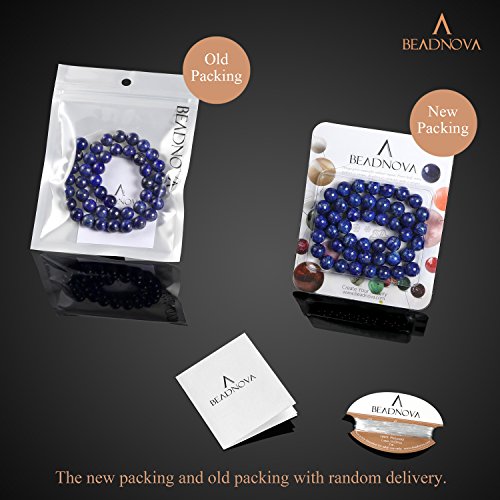 Image of BEADNOVA 8mm Blue Lapis Lazuli Gemstone Round Loose Beads for Jewelry Making (45-48pcs)