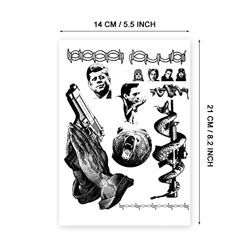 Playboy Bunny Tattoos, Face Neck Hands Arm Tattoos Sticker 2-Sheet Fake Gun Bull Head Snake Tattoos For Halloween Masque Costume Accessories And Parties #TOP1