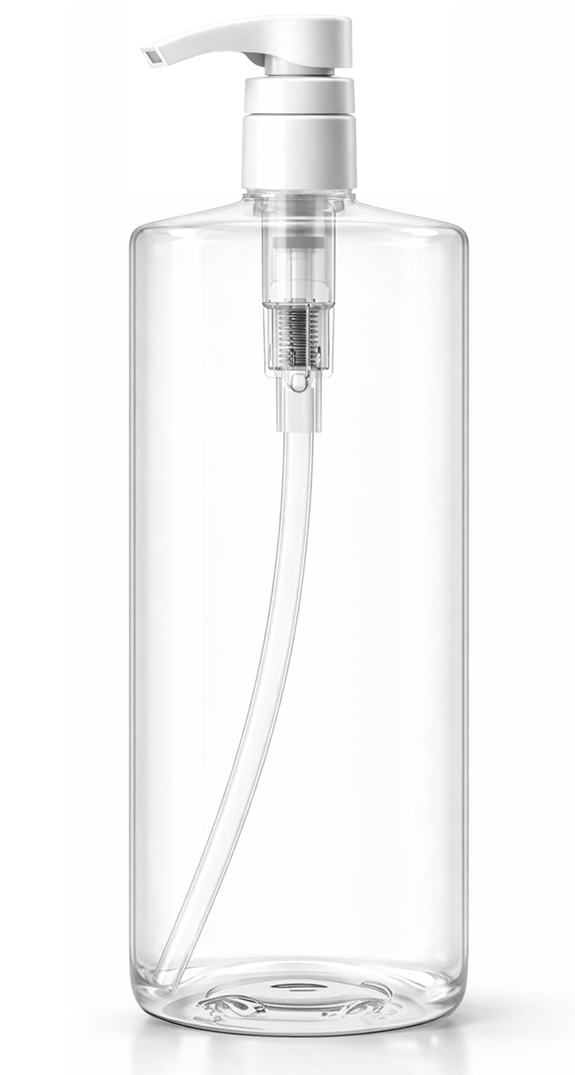 Bar5F Pump Bottle 32-Ounce 1-Liter Empty for Shampoo Conditioner Body Wash Lotion BPA-Free Crystal-Clear (Pack of 1)