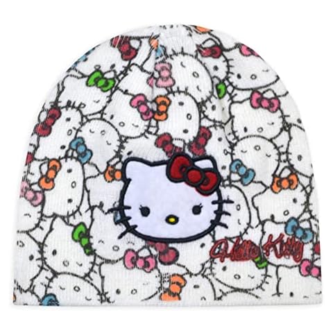 JollyRascals Girls Hello Kitty Hat Kids New Winter Embroidery School Christmas Age 3-12 Years Cream 54cm: 7-12 Years Cover