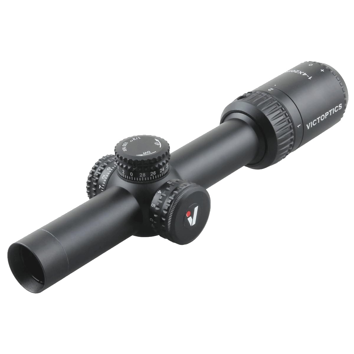 Victoptics OPSL21 X4 luneta celownicza 1-4 x 20 IR do uprawiania sportu, airsoft i polowania, wiatrówka celownicza, celownik karabinowy, zakres Rifle, obszerne akcesoria