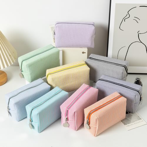 Makeup Bag Cosmetic Bag Travel Toiletry Bag Aesthetic Canvas Organizer Bag Zipper Pouch for Women (M-red)2