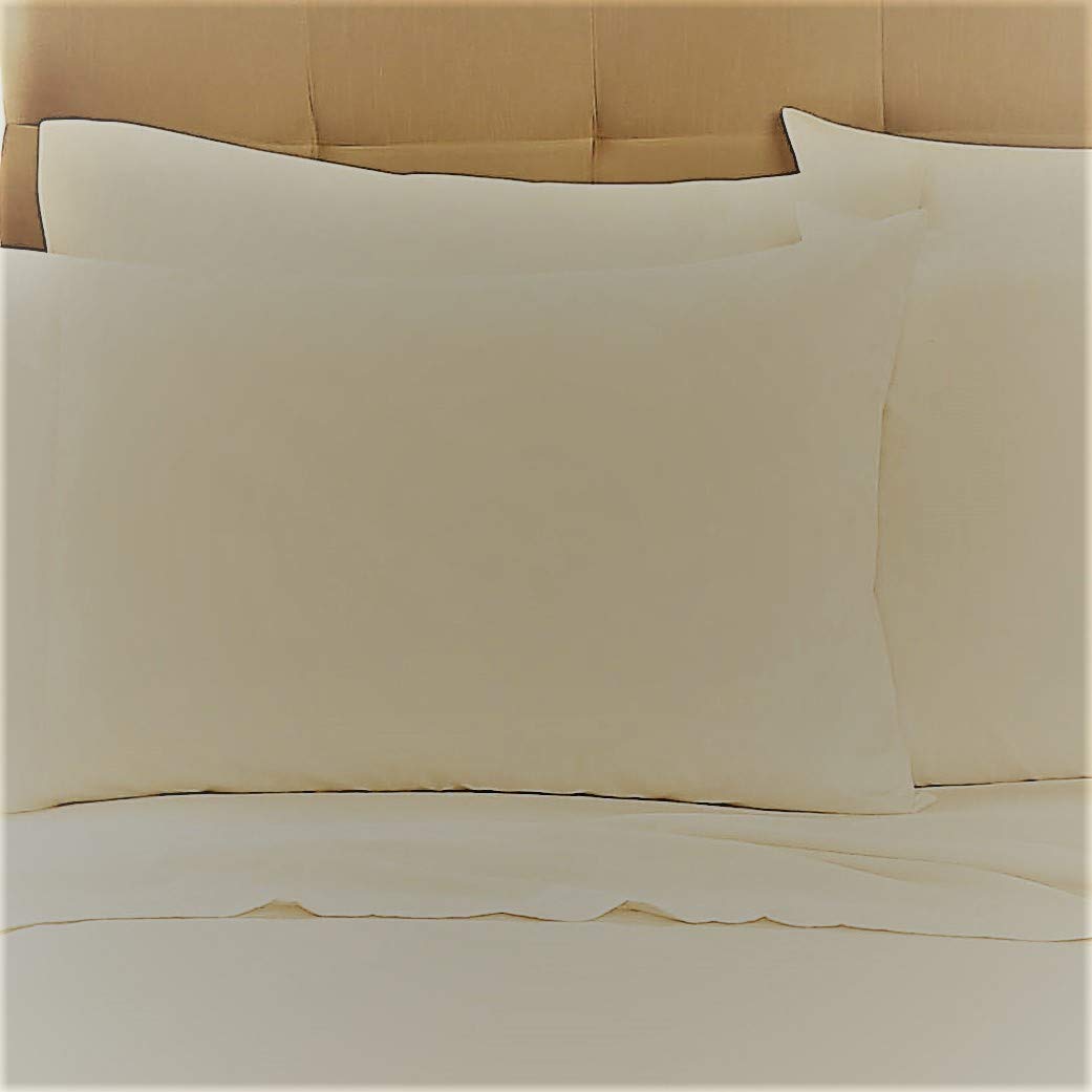 Snugglemore Luxury Super King Cotton Blend Pillowcases Available in White or Cream (Cream Pillowcase Pair 50cm x 90cm)