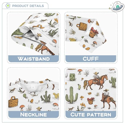 JUNZAN Western Cowboy Horse Cactus White Big Girls Pullover Hoodie Crewneck Hoodies for Girls Athletic 4T3