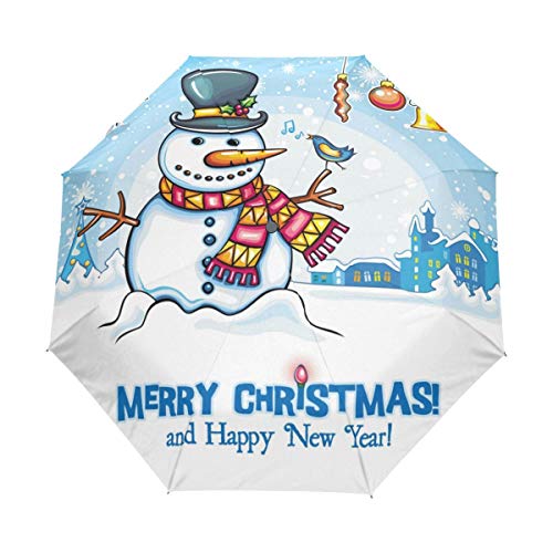 Preisvergleich Produktbild Schneemann Singender Vogel Merry Christmas Schnee Automatischer Klappschirm