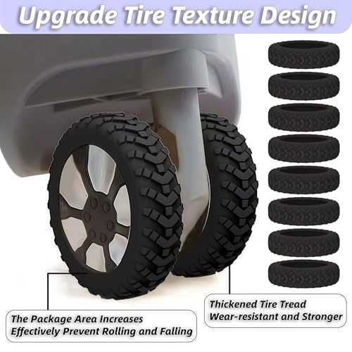 8 Pack Luggage Wheel Protector Covers for Travel Bags, Durable Silicone Suitcase Wheels Covers Fit for 5cm-7.5cm Wheels, Noise-Reducing, Anti-Slip Shock Proof Design (Blue)4