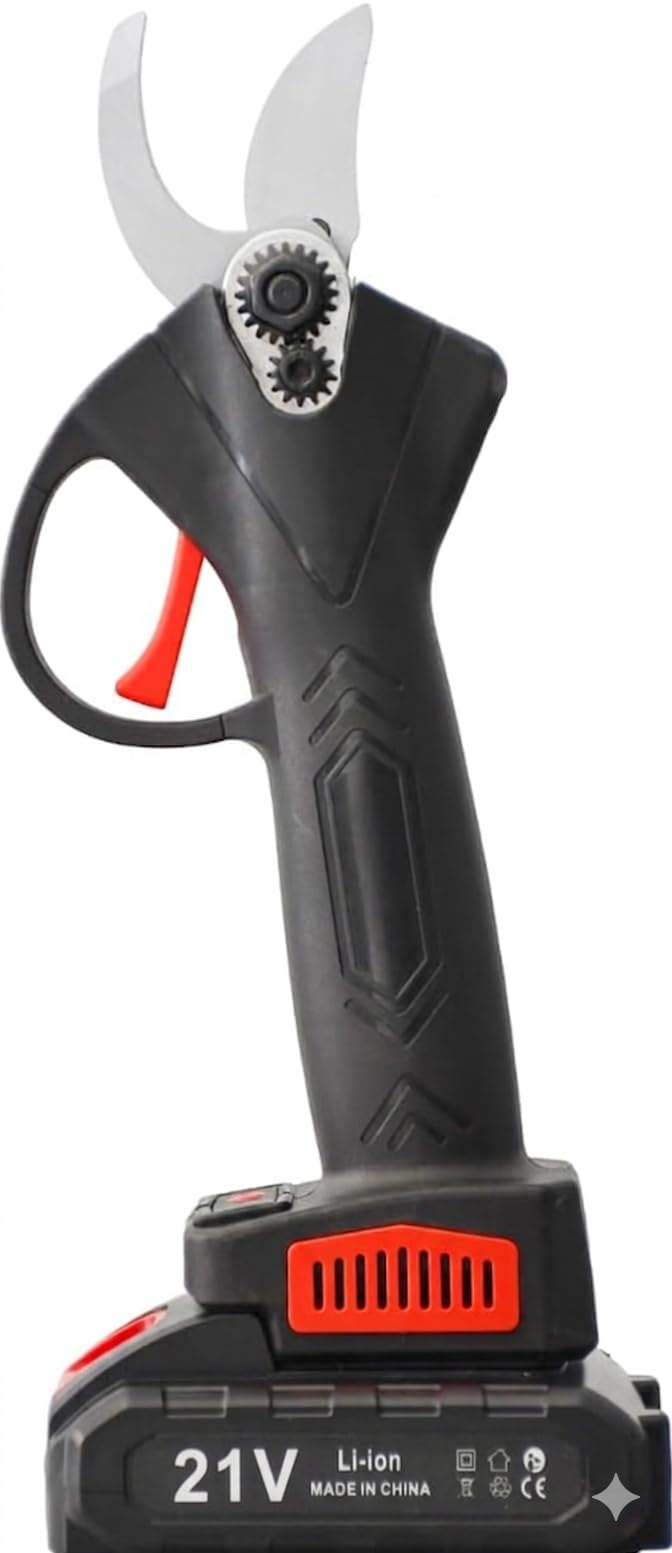 P1 Forbici Potatura a Batteria 21V Professionali, Cesoie Elettriche con 2 Batterie al Litio 2.0Ah - Diametro Taglio 30mm - Motore Brushless, Valigetta Inclusa - Per Giardino, Uliveto e Frutteto