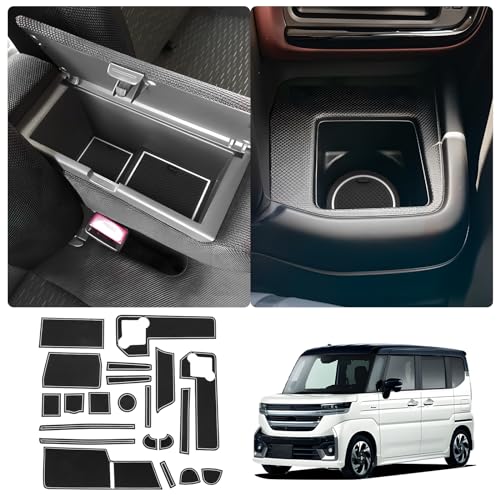 LUWU スズキ スペーシア/スペーシアカスタム MK54S/MK94S インテリアラバーマット (白・21PCSセット) ドアポケットマット ポケットマット コンソールマット 】 ドレスアップパーツ スペーシア/スペーシアカスタム アクセサリー