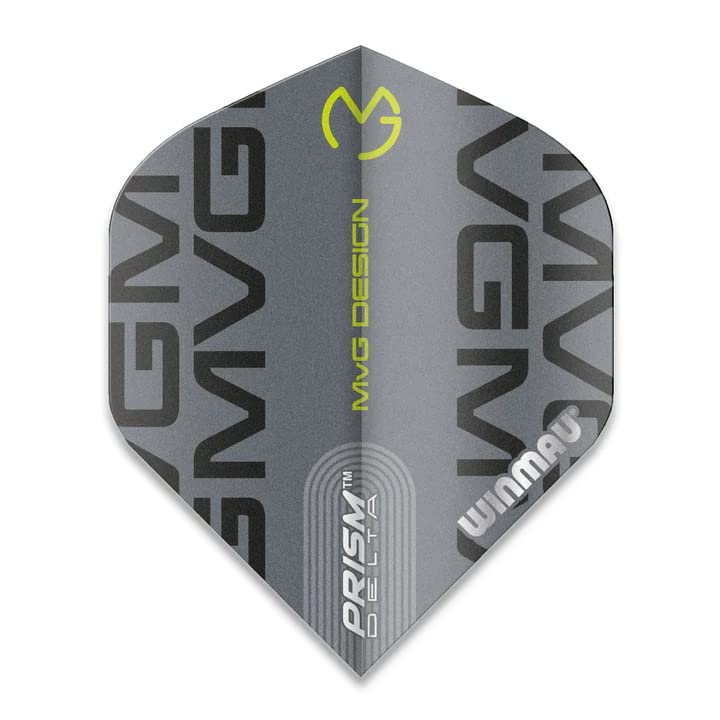 Winmau Prism Alpha Pro Player Michael Van Gerwen Dart Flights, MvG Grey, 100 Micron Extra Strong (3 Sets - 9 Flights)