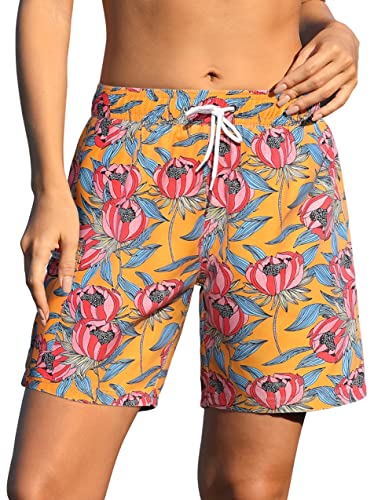 Rocorose-Womens-5-Boardshorts-Summer-Floral-Beach-Swimwear-Quick-Dry-Swim-Shorts-with-Mesh-Liner
