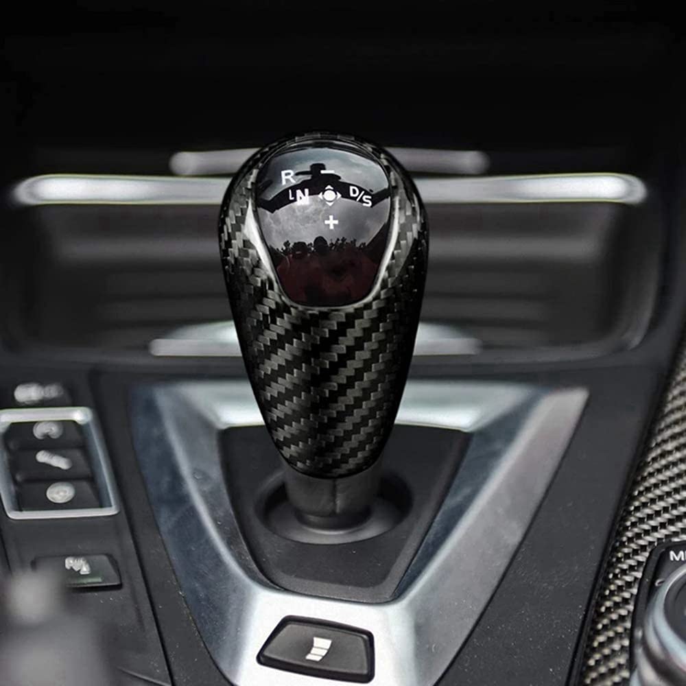 jalite for BMW M2 F87 M3 F80 M4 F82 M5 F10 X5 M F85 X6 M F86 Gear Shift Knob Cover Trim Real Carbon Fiber Shifter Lever Decoration Panel (Black)