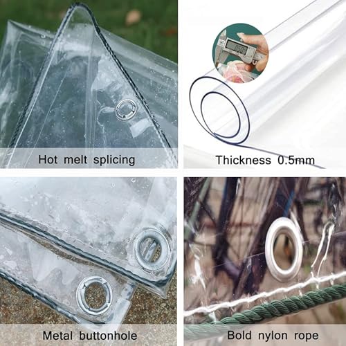 Bâche transparente pour balcon et protection barbecue imperméable avec œillets 2x3.5M
