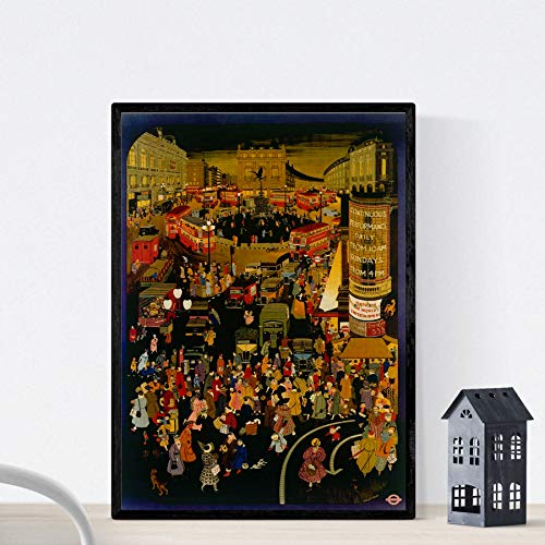 Nacnic Vintage Poster Vintage Poster Europe. London at night. A3 size, 42L x 29.7W cm