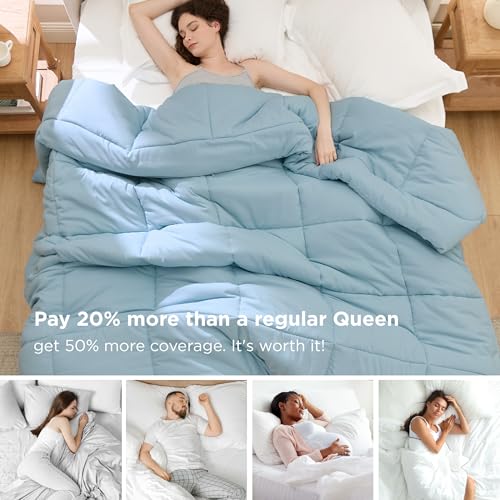 Image of Bedsure Comforter Duvet Insert - Quilted Comforters Oversize Queen, All Season Duvet, GentleSoft Down Alternative Bedding Blanket, with 8 Tabs, Gifts for Women /Men, Light Spa Blue,Oversize Queen 98x98