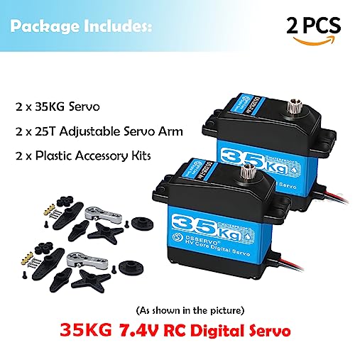 ANNIMOS 2Pack RC Servo 35KG Steering Servo 7.4V Digital Motor Stainless Steel Gear High Torque Waterproof for DIY Robotic RC Cars 270° - Image 2