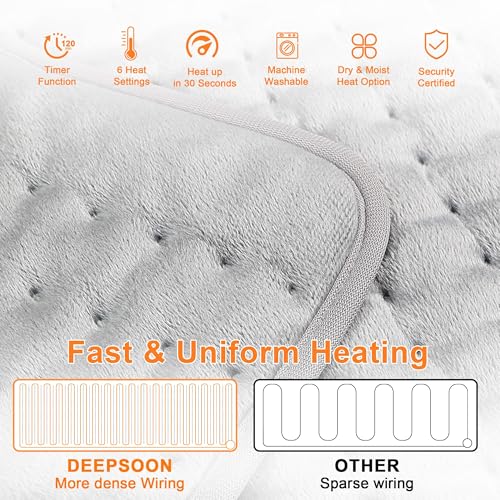 Image of Heating Pad,Electric Heating Pads,Heating Pad for Back,Gray,40x20 Inch