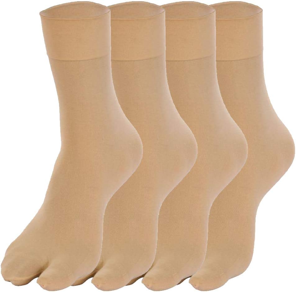 Regular Wear Anti-Tan Nylon Ankle Thumb Socks for Women and Girls (Beige Color, Free Size, Pack of 4)