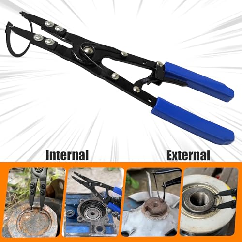 Image of 38700 Snap Ring Pliers External 10 inch Large Heavy Duty Ratchet Locking Design Anti-slip Circlip Pliers Blue Automotive Removal Tool Kit Compatible with Ford Super Duty Pickups 2007 and Newer (Blue)