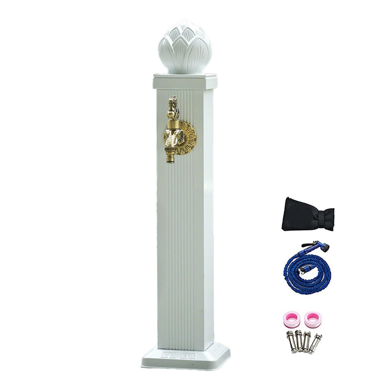 Outdoor Water Faucet, Aluminum Freestanding Garden Water Column, Freeze Proof Vertical Water Hydrant, Dual Inlet, Suitable for Farm Irrigation Washing(114cm/45in)