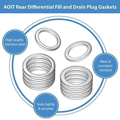 Image of Rear Differential Fill & Drain Plug Gaskets Crush Washers Seals Rings Compatible with Hon da Accord Acura Civic Ridgeline Odyssey CRV CR-V Pilot Fit Element, for the Part# 94109-20000 90471-PX4-000