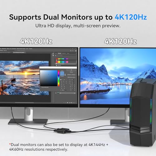 Image of DisplayPort to Dual DisplayPort Adapter Dual 4K120Hz or 4K144Hz+4K60Hz Extend /Copy Mode /SST /MST to 2 DP Display Port Adapter for 2 Monitors (MacOS Only Supports SST Mode, No DP Cable)