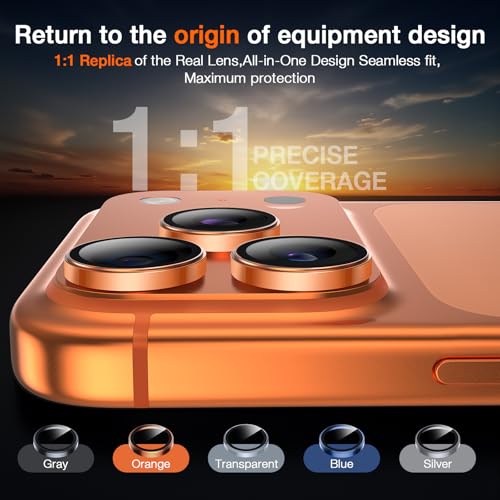 Image of LK 2 Pack for iPhone 17 Pro /17 Pro Max Camera Lens Protector [Top 9H+ Military Grade Shatterproof] One-Click Installation, Ultra-Tough HD, Individual Lens Protectors Scratch-resistant, Cosmic Orange