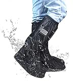 Frelaxy Waterproof Rain Boot Cover, Rain Shoe Cover, Reusable & Foldable Rain Boots with Reflector (Black, M: Women:5.5-7.5/Men:4.5-6.5)