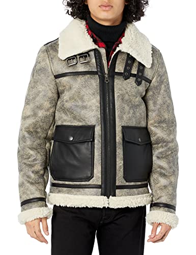 Levi's Men's Faux Shearling Rancher Aviator Jacket, Grey, XX-Large