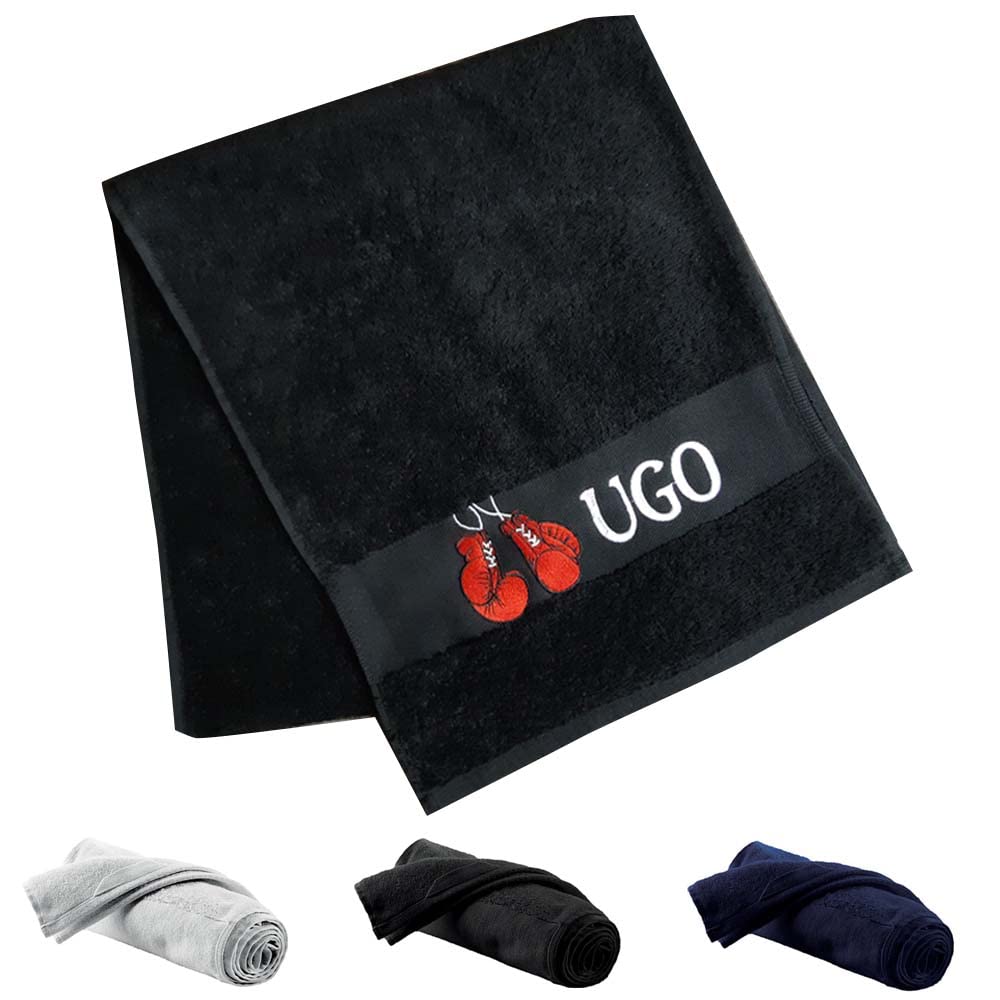 Serviette de Sport personnalisée prénom brodé, 30x140cm,18 Motifs Sportif au Choix