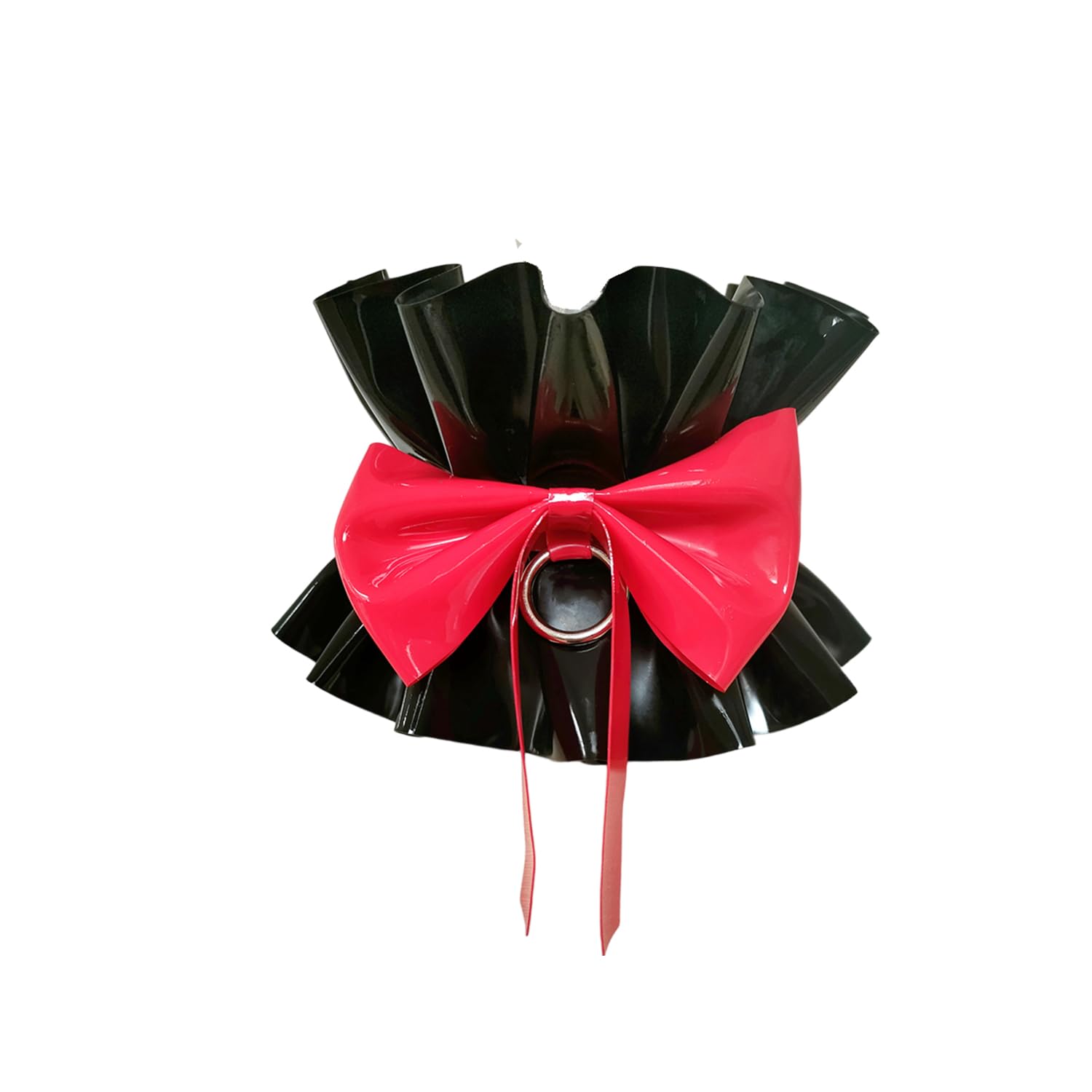 Negro Cuello Látex Encaje Para Mujer,Hecho a Desmontables Cuello Falso Plisado Decorativo Mano,Adecuado pare Accesorios Disfraces Cosplay