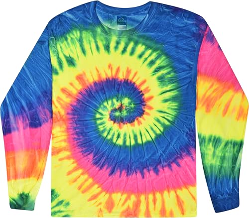 Image of Colortone Tie Dye T-Shirts for Boys and Girls - Unisex Long Sleeve Tie-Dye T Shirts for Kids
