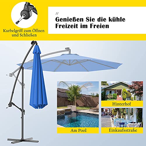 Parasol banane à énergie solaire avec éclairage LED de terrasse - 6