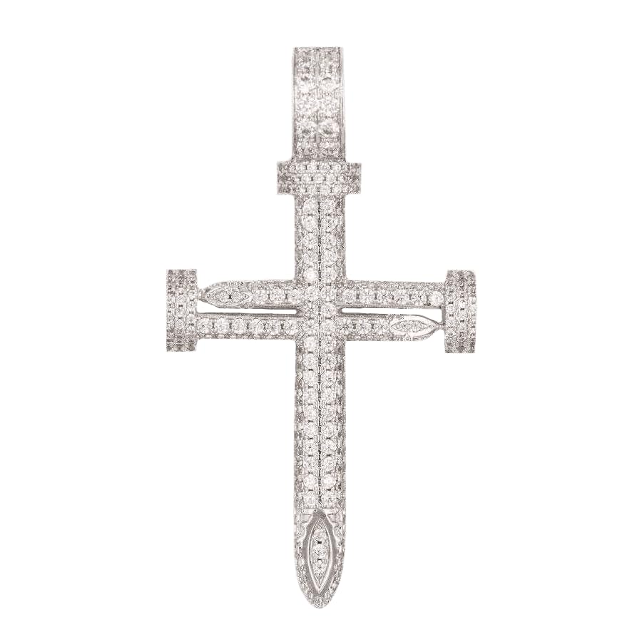 GLD Large Nail Cross Pendant - White Gold