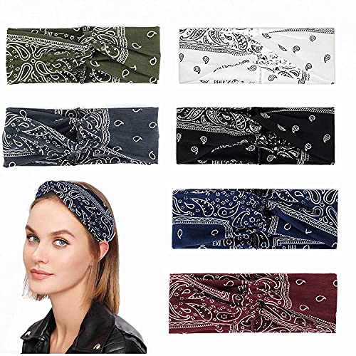 Norhogo 6 diademas de pelo para mujer, diadema bohemia con cruz, suave, bohemia, para niñas, gorro deportivo (color mezclado)