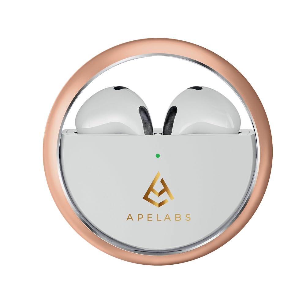 APELABS AirSpin AS-ER-101 TWS Earbuds with Ergonomic Design & Metallic finish, 30 hrs Playtime,ENC, IPX5 Sweat & Water Resistance, 13 MM Driver, BT 5.3, Smooth Touch Controls, Scarlet Gold