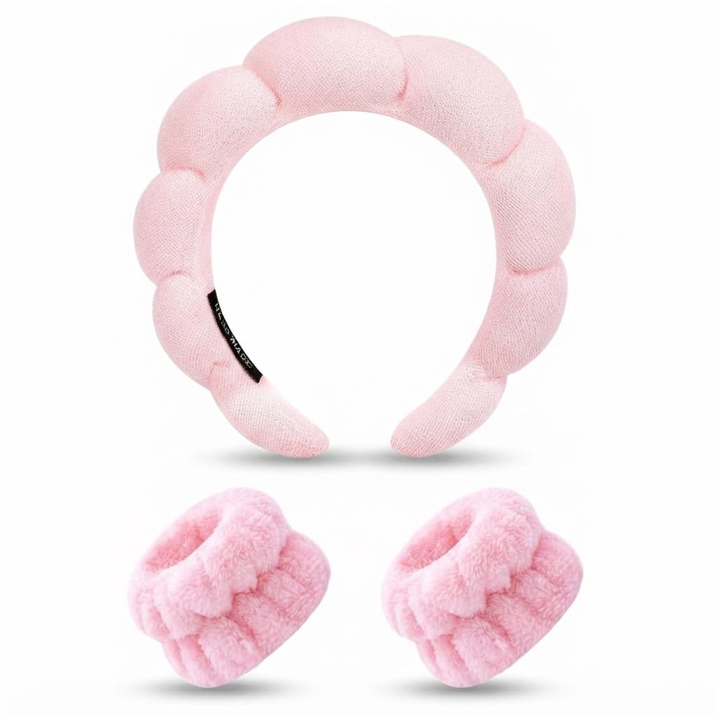 DRUMSTONE ( 2026 Brings 5 Years WARRANTY ) Skincare Headband And Wristband Set For Women | Soft Fluffy Spa Head Band & Wrist Wash Towel Bands | Absorbent Makeup Headbands For Face Washing.-image-41