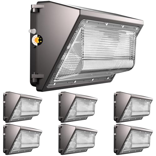 Image of Lightdot 6 Pack 200W LED Wall Pack Lights, Wall Mount Outdoor Exterior Lighting, 100-277V, 30000LM Dusk-to-Dawn, IP65 ETL, 60ft Coverage Area, Parking Lots, Building Exteriors, Yard /Warehouse