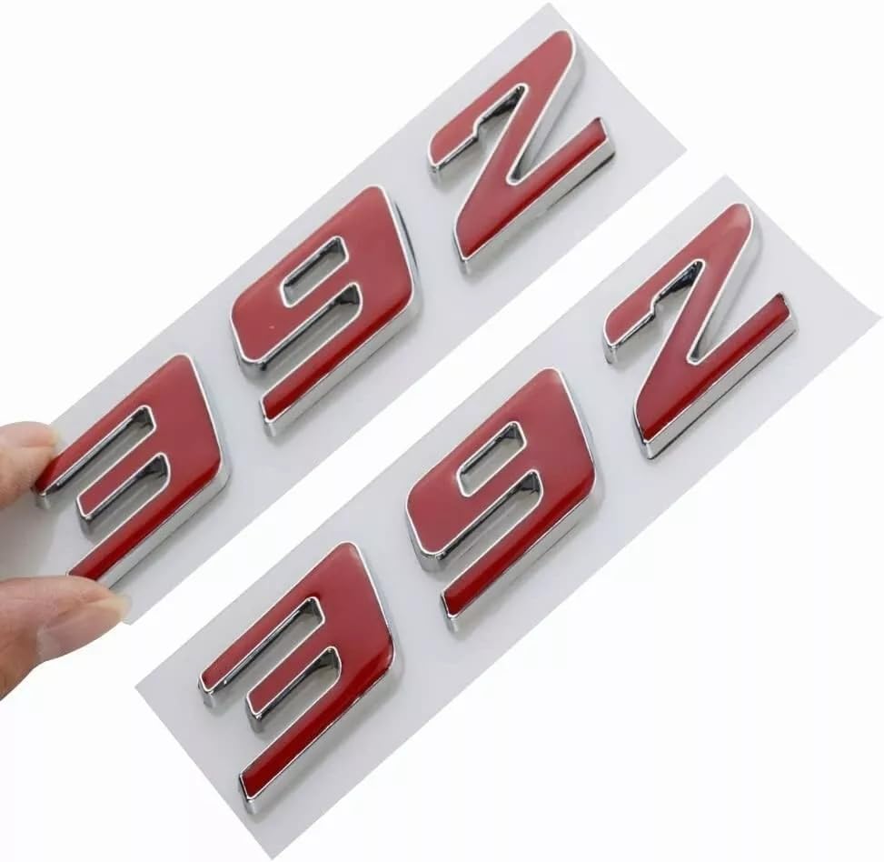 Image of Pair Set 392 Front Right Door Side Badge Nameplates Emblem Self-Adhesive Decals Sticker (Silver Red)